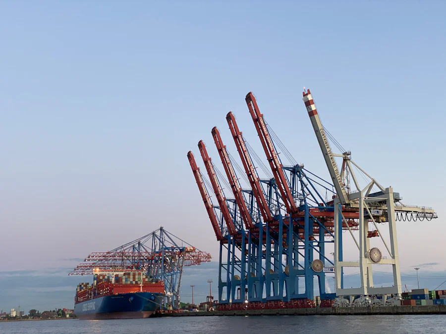 Container cranes at a port terminal